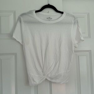Hollister White Shirt with Knot, size large
